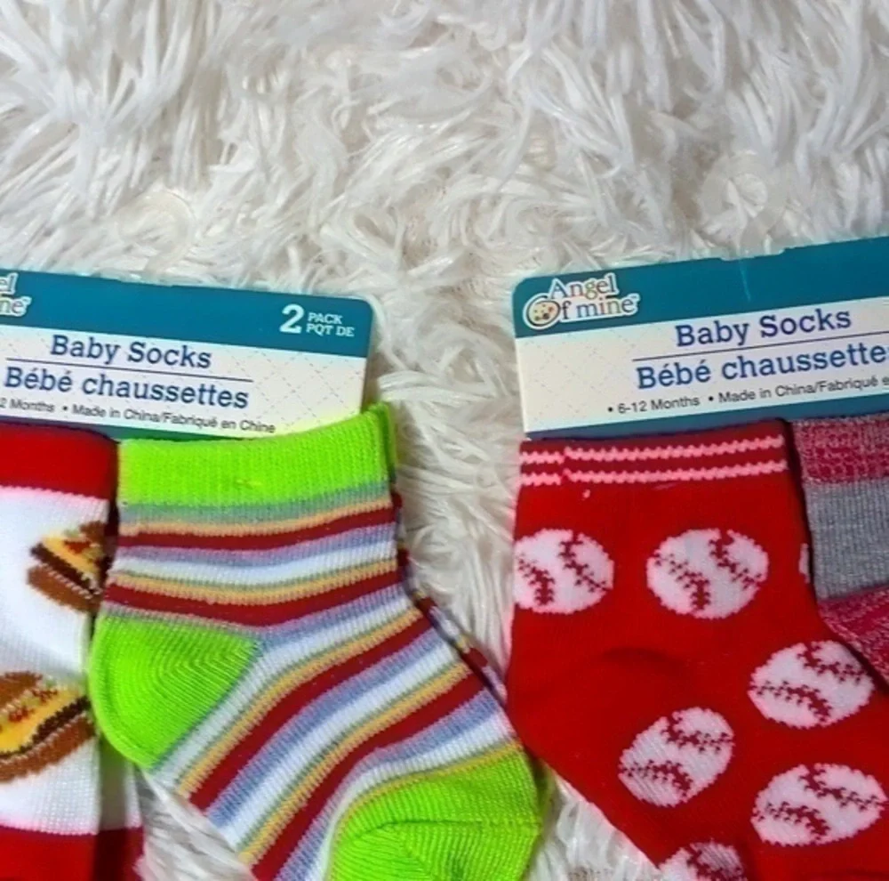 ☄Angel Of Mine Cheeseburgers/Baseballs Baby Socks